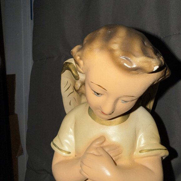Christmas Angels Kneeing Set Nativity Figurines 1950 Solid Plaster Painted CHIPS - Picture 7 of 16